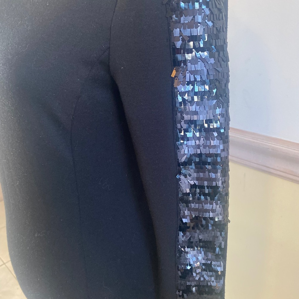 Armani Exchange Black‎ Long Sleeve Sequin Sleeve Scoop Back Cocktail Dress S P - Picture 2 of 5